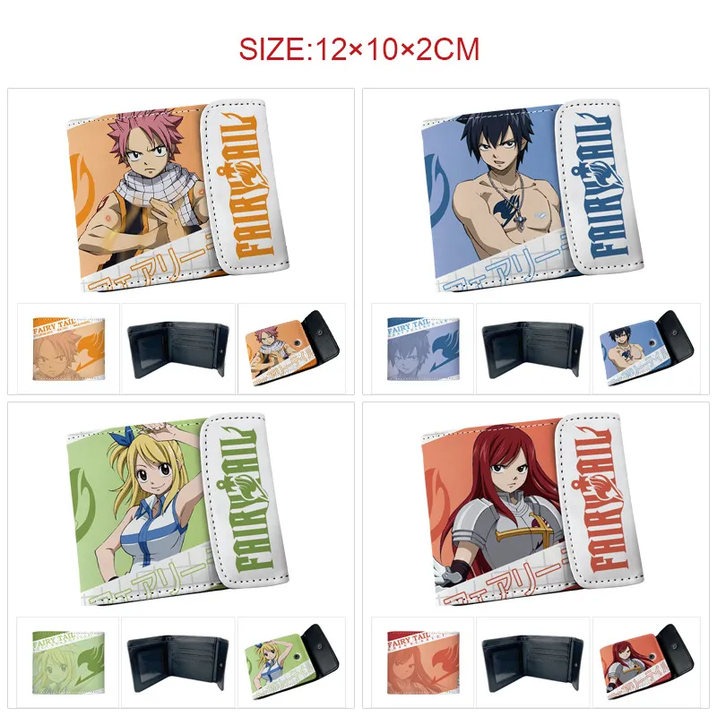 Fairy Tail Inspired Full Color Snap Button PU Leather Wallet – Natsu Dragneel Print Short Bi-Fold Card Holder with Coin Pocket & ID Window, Compact Billfold for Fans & Students
